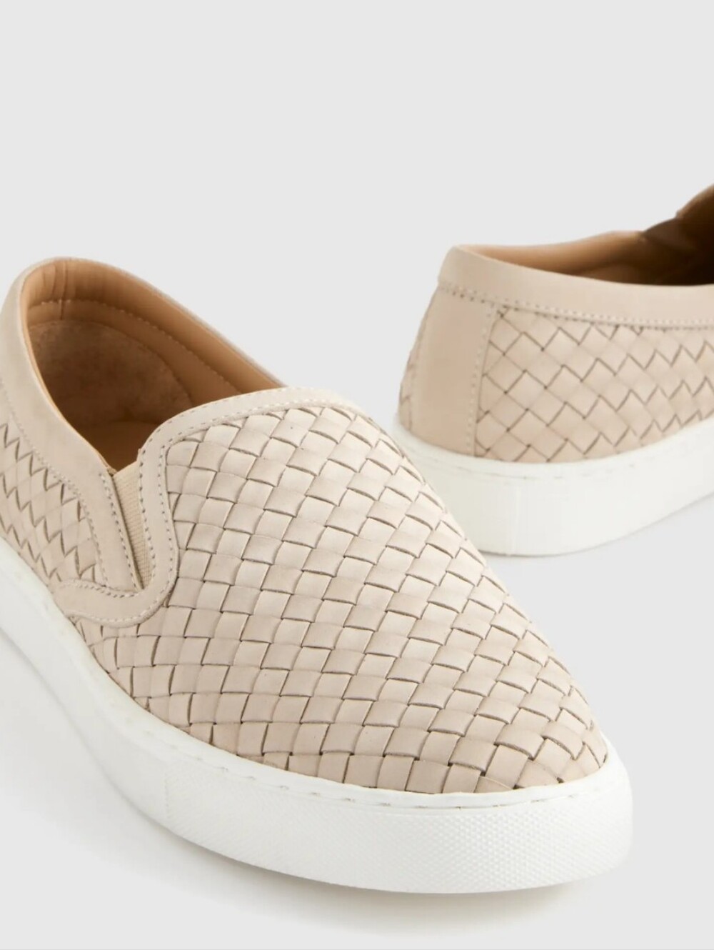 Quince 100% Handwoven Leather Slip On Sneaker Slip-On Light Beige 7